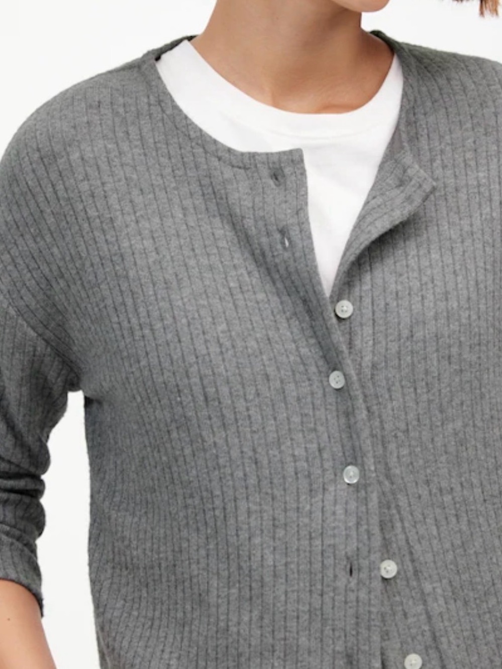 Madewell Gray Relaxed Button-Front Cardigan